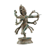 Indonesian Bronze Dancing Lord Rama Sculpture | 10" x 8" x 3.5" (25.4 x 20.3 x 8.9 cm) | 860g Vintage Art | Dynamic Bow Arrow Pose | Sacred Decor